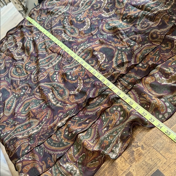 CHAPS Ralph Lauren Stretch Waist Paisley Print Ruffle Hem Midi Skirt Size XL - Picture 8 of 8